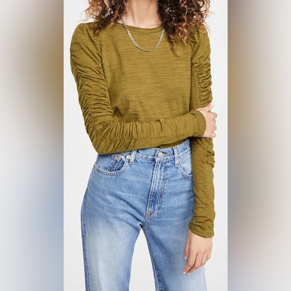 Free People Tops - Free People/We The Free Natasha Ruffle Sleeve Olive Green Top
